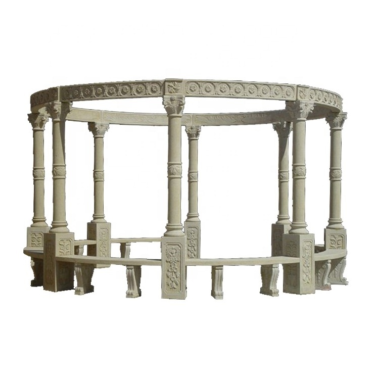 Large Sculpture Luxury Garden Women Statue Gazebo With Metal Roof Large Size Marble Gazebo