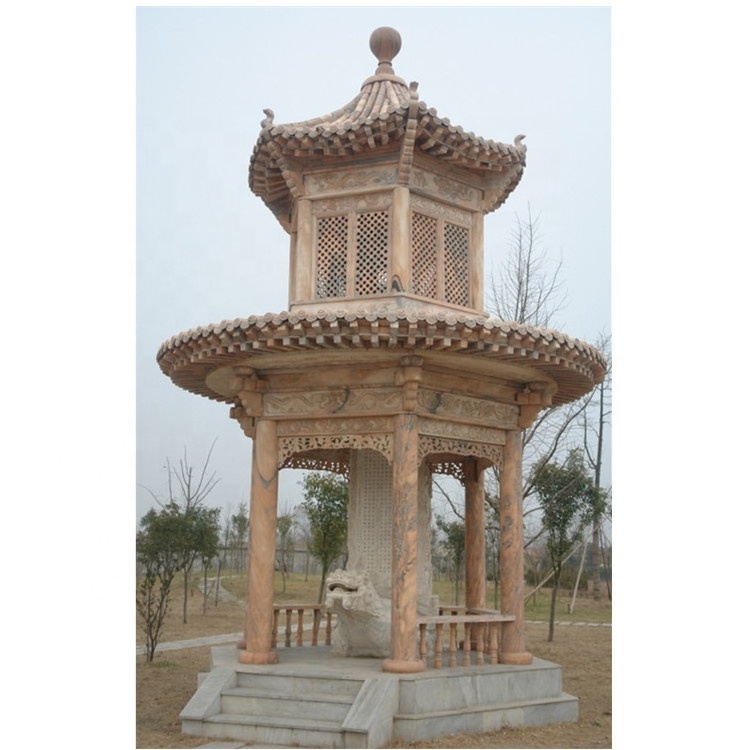 Home decor garden gazebo garden gazebo with mosquito netting natural white marble stone greek statues gazebo