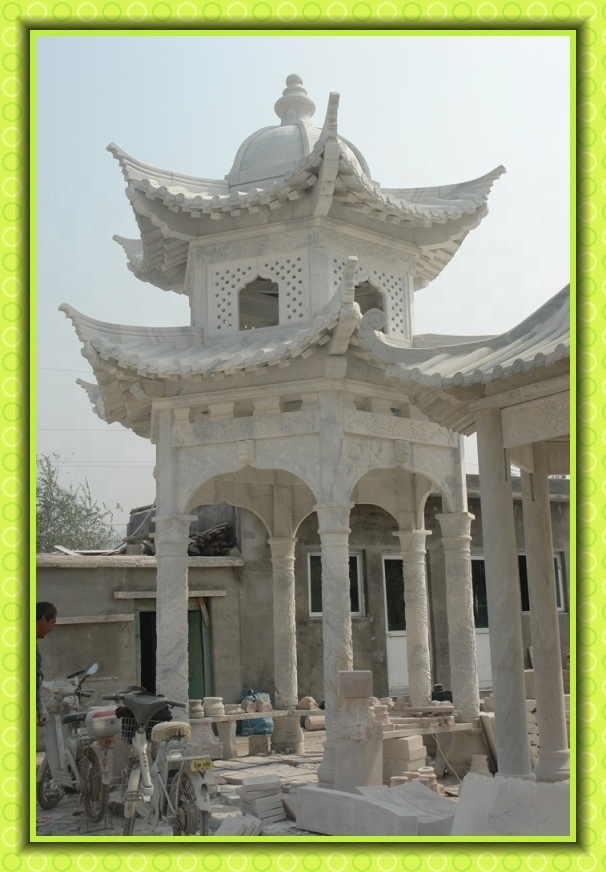 Home decor garden gazebo garden gazebo with mosquito netting natural white marble stone greek statues gazebo