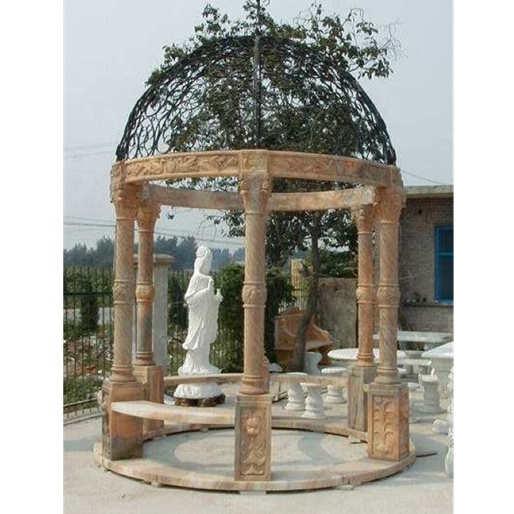 Home decor garden gazebo garden gazebo with mosquito netting natural white marble stone greek statues gazebo