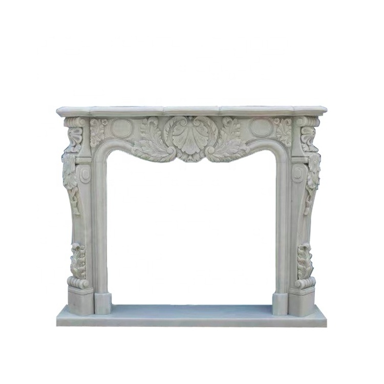 Pure white stone wood fireplace insert fireplace door marble fireplace surround kits