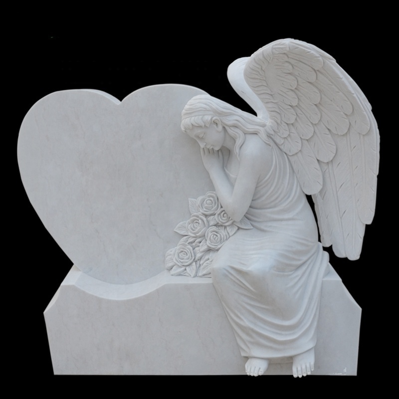 White marble angel statue gravestone outdoor grave monuments weeping angel monument used headstones for sale star headstone