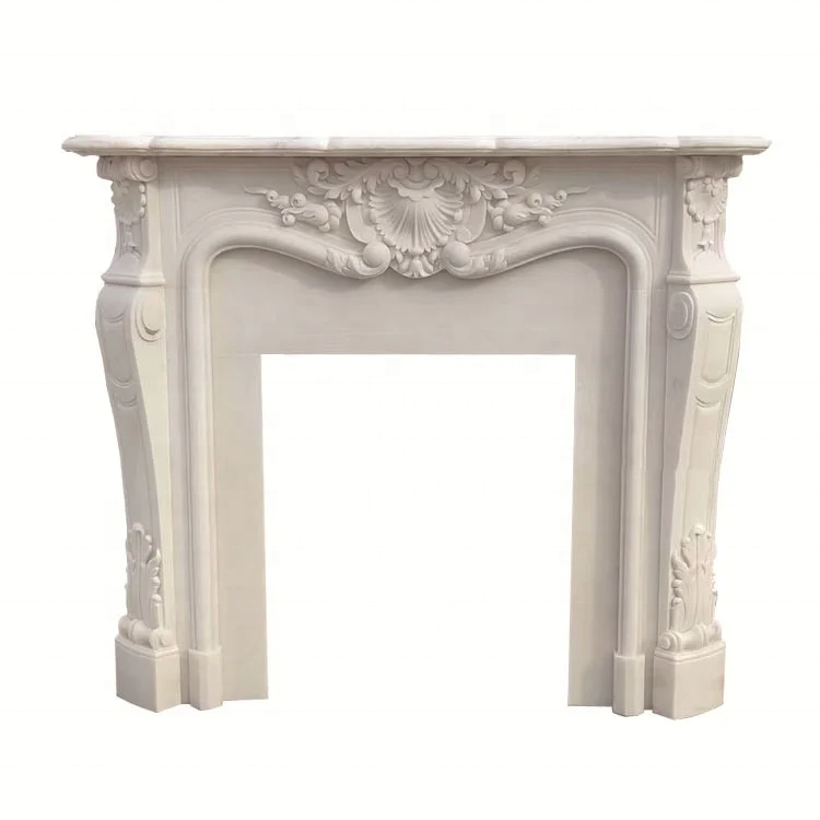 Beige stone honed marble fireplace mantel blood red marble fireplace