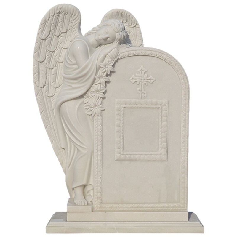 White marble angel statue gravestone outdoor grave monuments weeping angel monument used headstones for sale star headstone