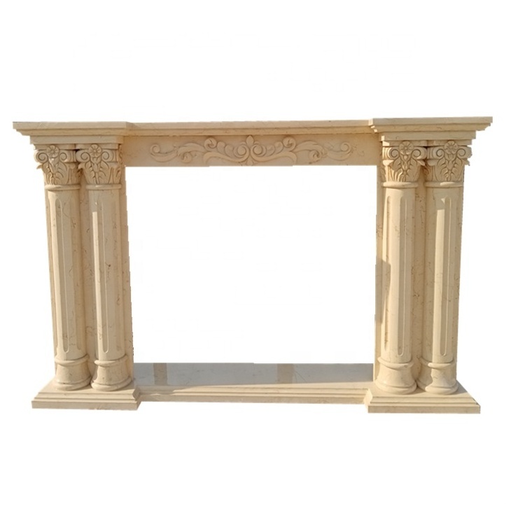 Egypt beige marble outdoor fireplace stone decorative stone wall panels for fireplace electric marble fireplace