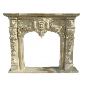 Beige stone honed marble fireplace mantel blood red marble fireplace