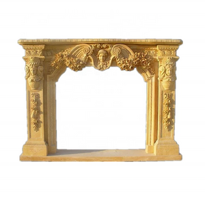 Yellow Marble French Style Tabletop Fireplace Woman Statue Marble Fireplaces Mantel