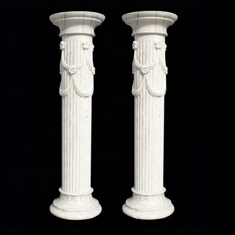 Interior stone columns, granite pedestal, column flowers egyptian symbol design sandstone marble column