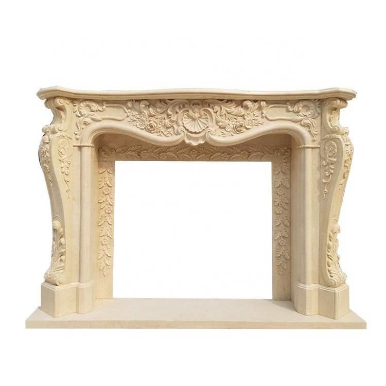 Pure white stone wood fireplace insert fireplace door marble fireplace surround kits