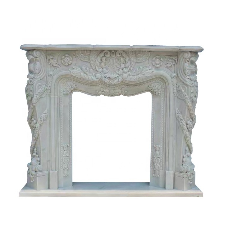 Pure white stone wood fireplace insert fireplace door marble fireplace surround kits