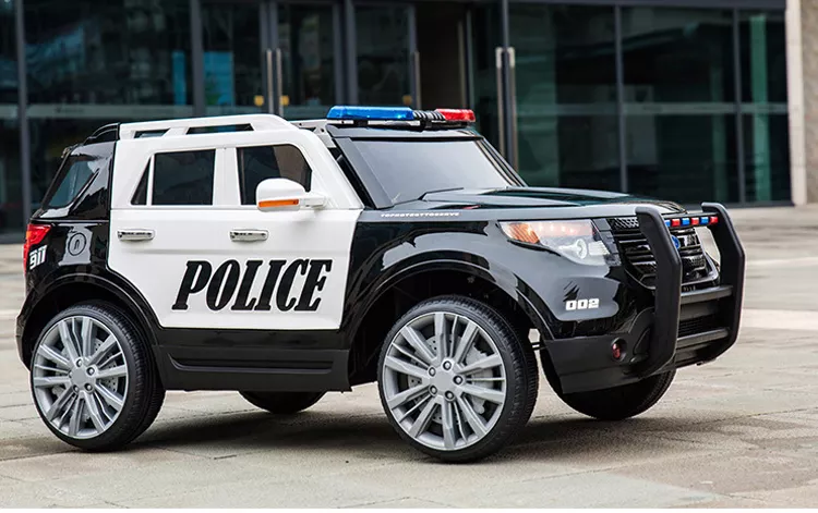 Battery toys new police electric Kids 12V electric police ride on SUV black children car