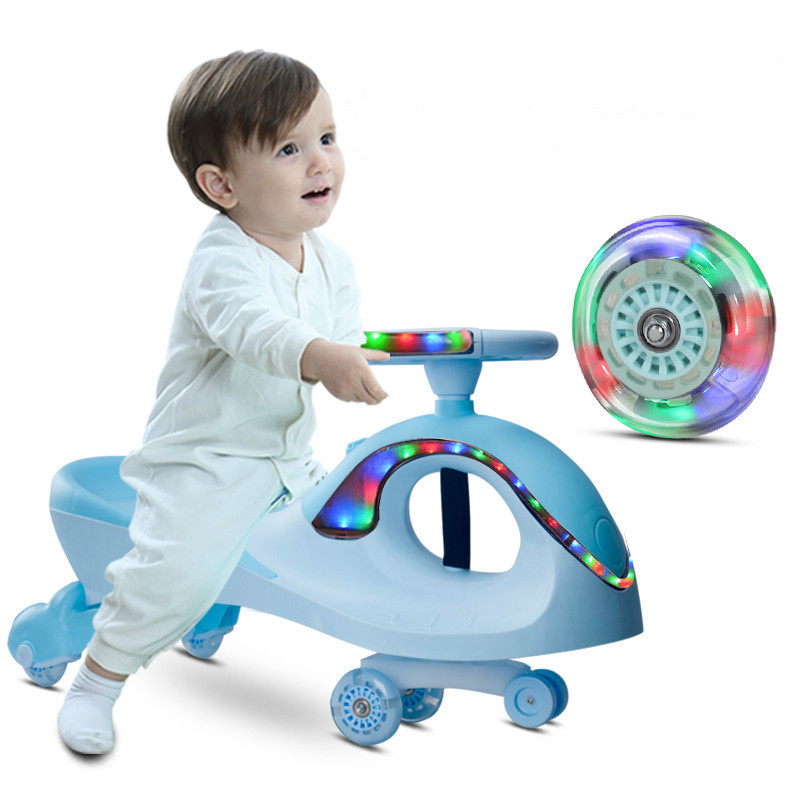 Nice Quality Pu Wheel Mute  Wheel Baby Rolling Swing Car With Music And Light For Children Kids Ride On Twist Plasma Toy Car