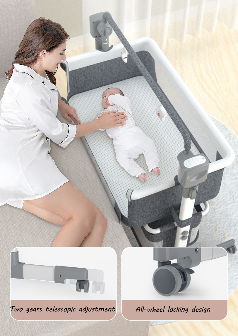 Hot Selling Electric Swing Bed Cots Newborn Bedside Sleeper Bassinet Bed 3-In-1 Portable Baby Cribs Folding Crib