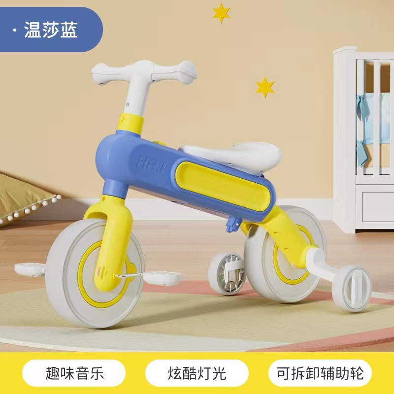 High quality kids plastic balance bike with push handle training wheel and pedal baby ride on car