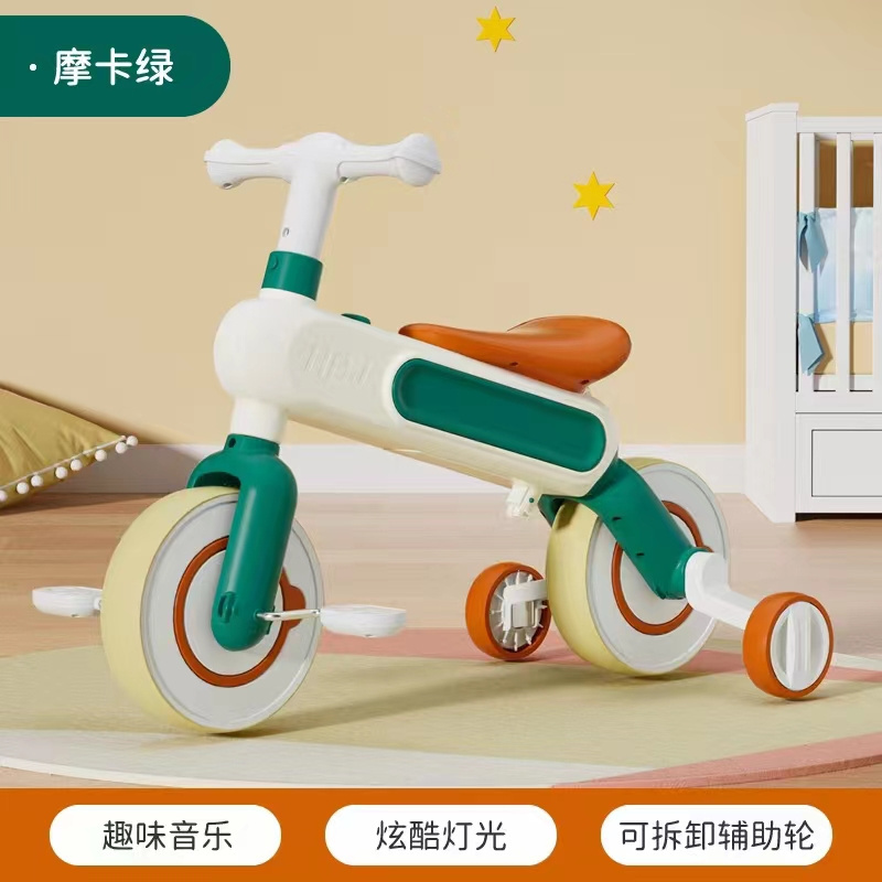 High quality kids plastic balance bike with push handle training wheel and pedal baby ride on car