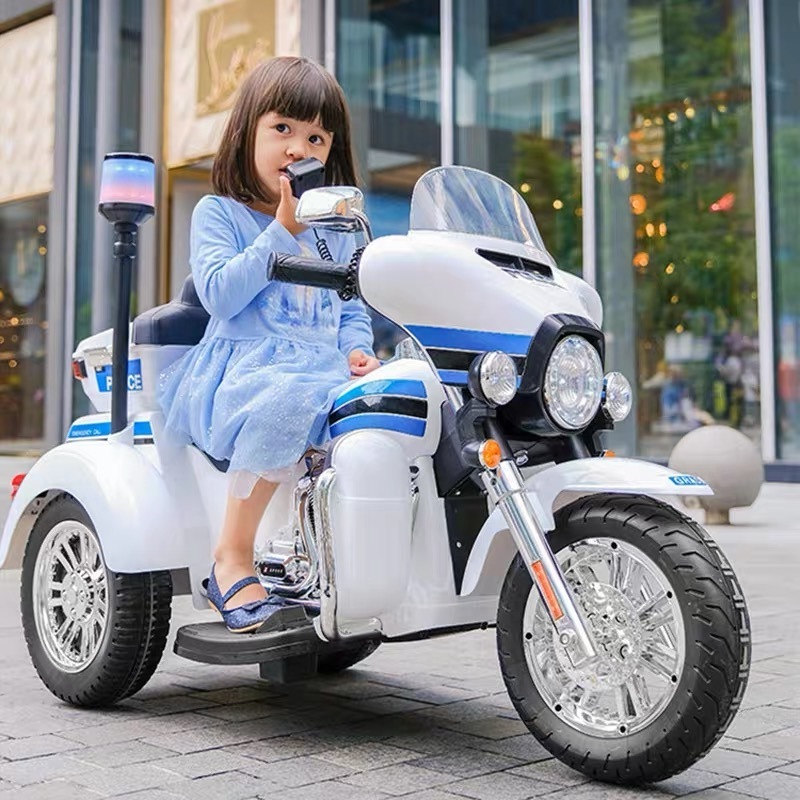 Outdoor high configuration kids police motor bike electric prince motorcycle ride on car for children