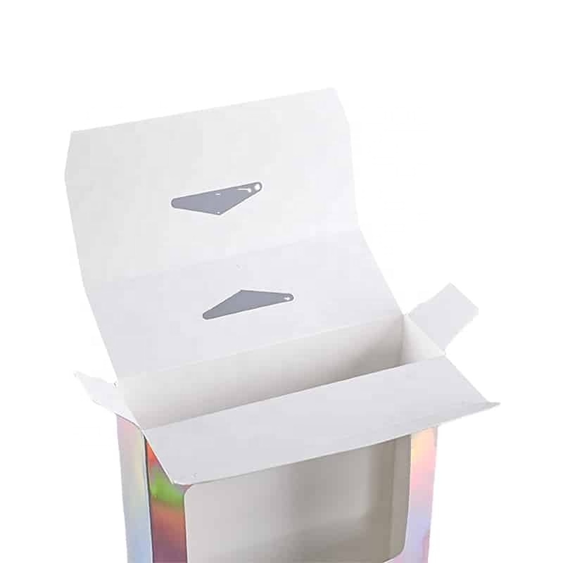 Custom luxury Mobile Phone Case Box Camera Electronics Underwear hologram hanging box packaging with clear window