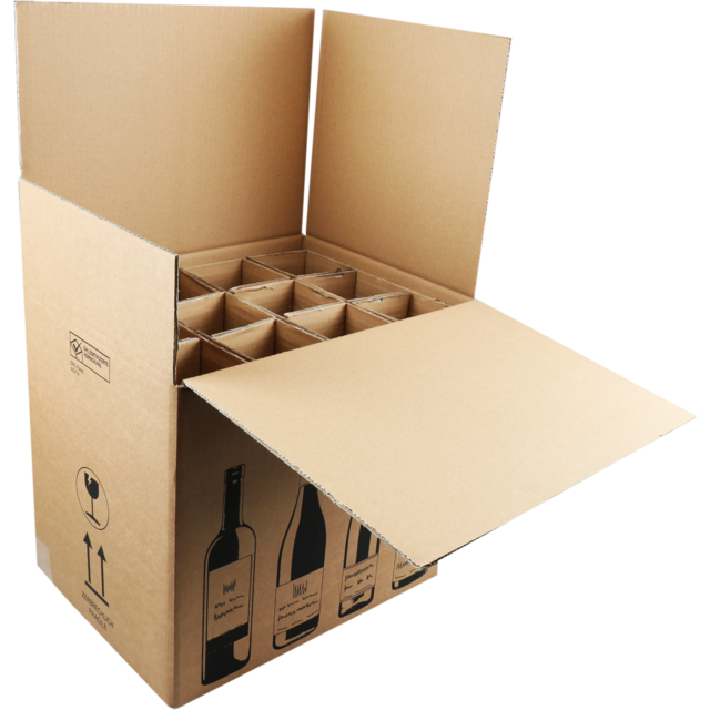 Custom high quality shipping packaging boxes corrugated boxes for 3 wine bottle  packaging