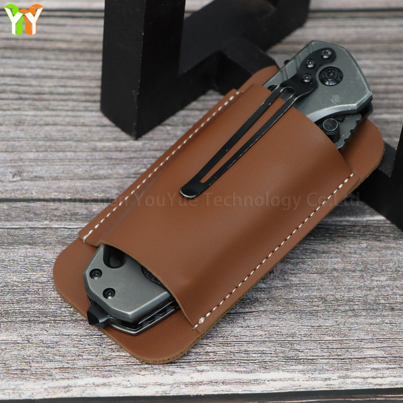 PU Leather EDC Pocket Slip for Folding Knife Mini Knife Flashlight Multitool Holster Knife Sheath for Belt