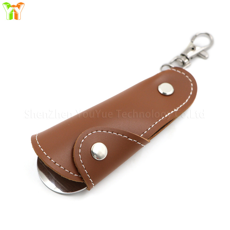 Custom Metal PU Leather Shoehorn Stainless Steel Shoe Horn Pocket Shoehorn Key Holder Shoe Wearing Tools