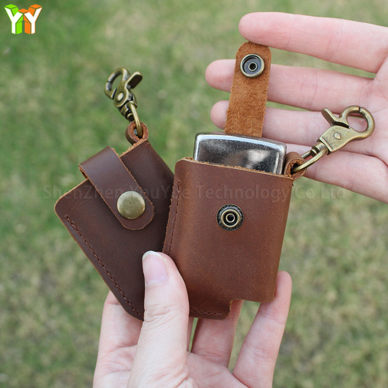 Handmade Fliptop Leather Pocket Belt Loop Lighter Pouch Holder Case Lighter Sleeve