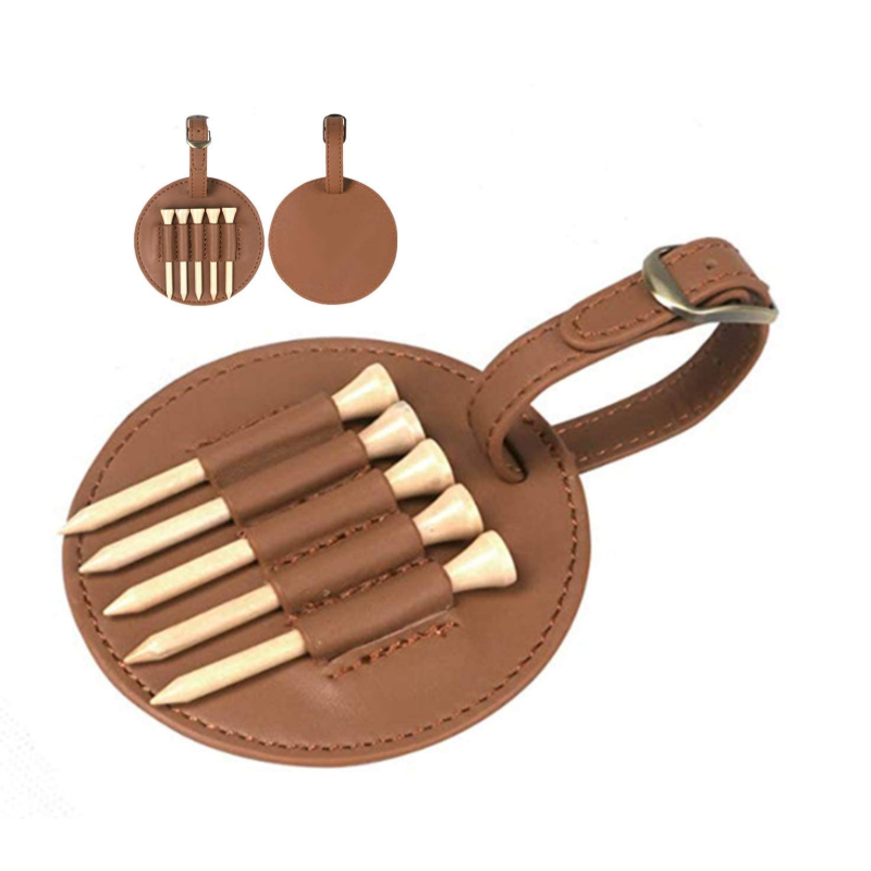 Factory Wholesale Luxury Golf Tee Holder Leather Gift Hook to Golf Bag Belt Clip with 2 colors in Stock