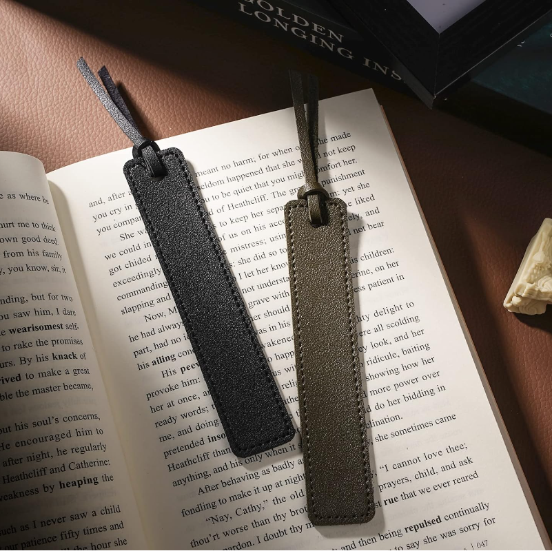 Personalized PU Leather Bookmark Classic Stitched Bookmark with Leather Rope Page Markers Reading Gifts for Book Lovers