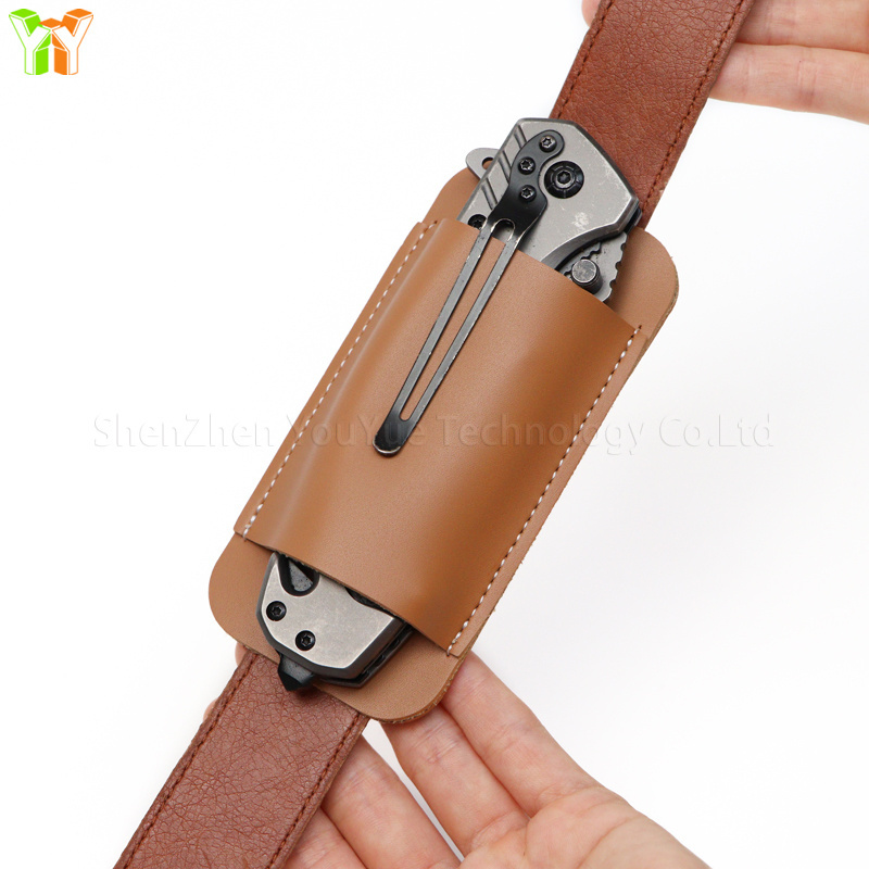 PU Leather EDC Pocket Slip for Folding Knife Mini Knife Flashlight Multitool Holster Knife Sheath for Belt