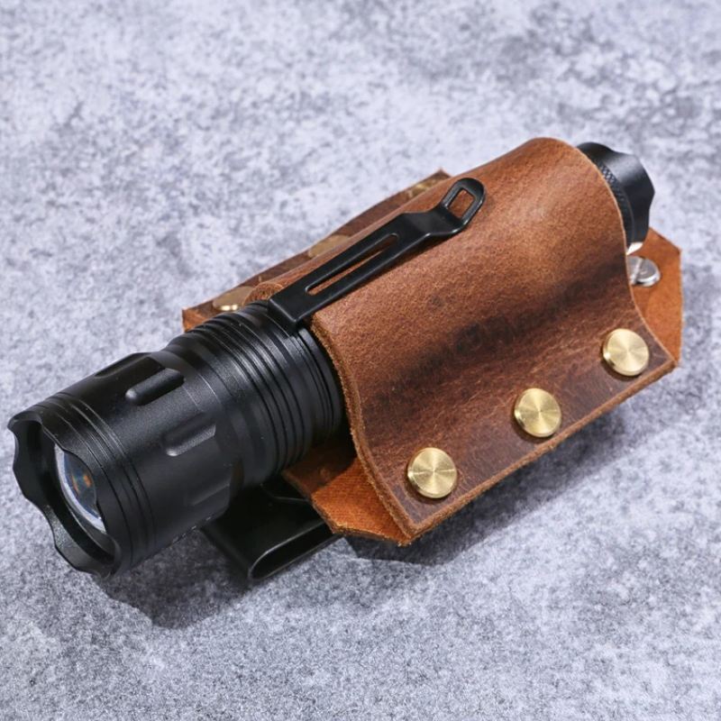 Tool Belt Holster Custom Logo Flashlight Belt Holder Genuine Leather Tactical Flashlight Holster