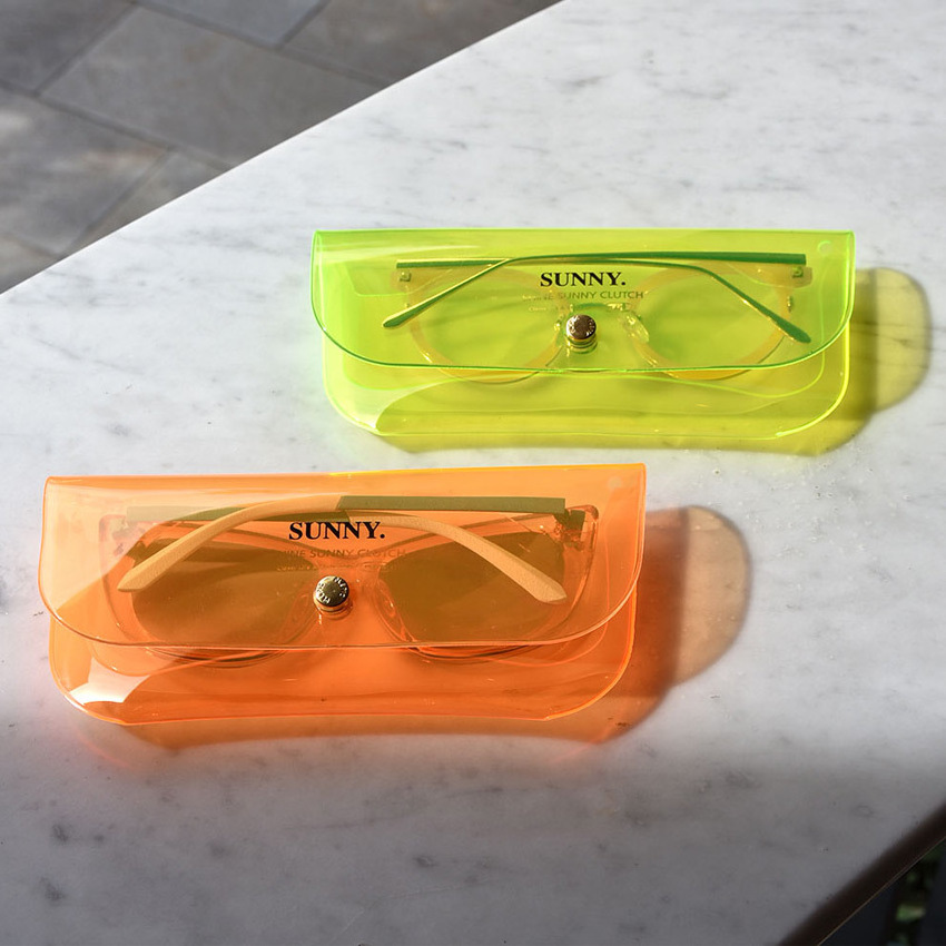 neon clear PVC glasses pouch  PVC Eye Glasses Case Sunglasses Hard Case With Button