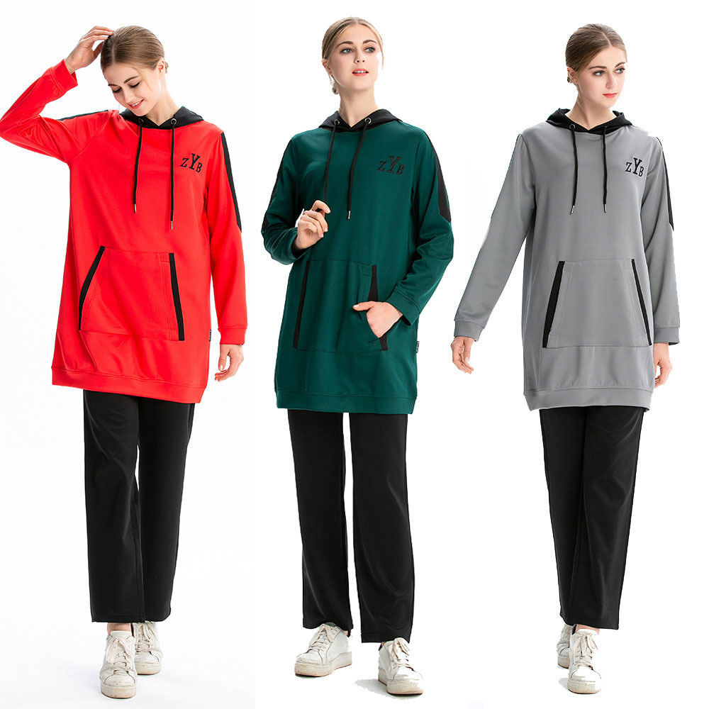 With hoodie simple tracksuit set muslim suit ladies winter suits salwar suits sexy pakistani salwar kameez women