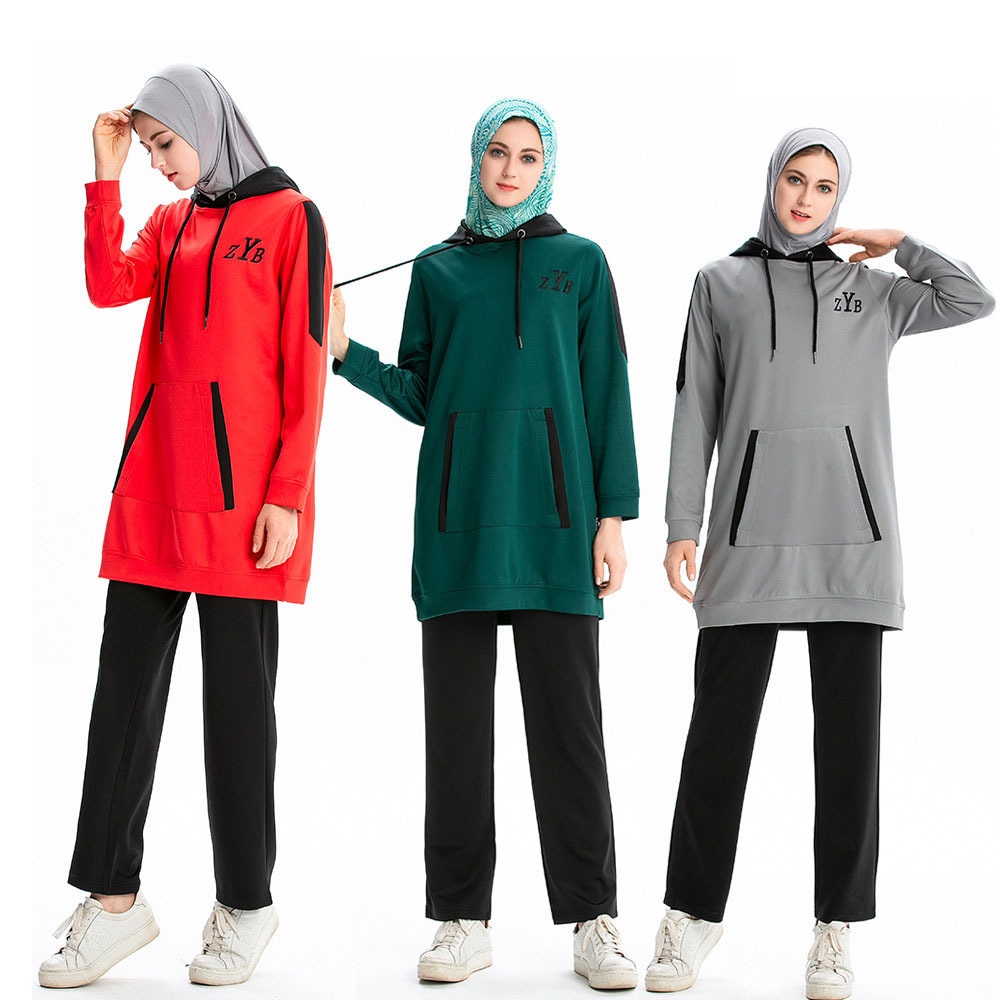 With hoodie simple tracksuit set muslim suit ladies winter suits salwar suits sexy pakistani salwar kameez women