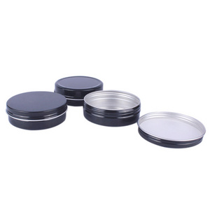 Wholesale decorative empty mini rounnd with lid aluminum packaging cosmetic chocolate cookie tea black metal candle tins