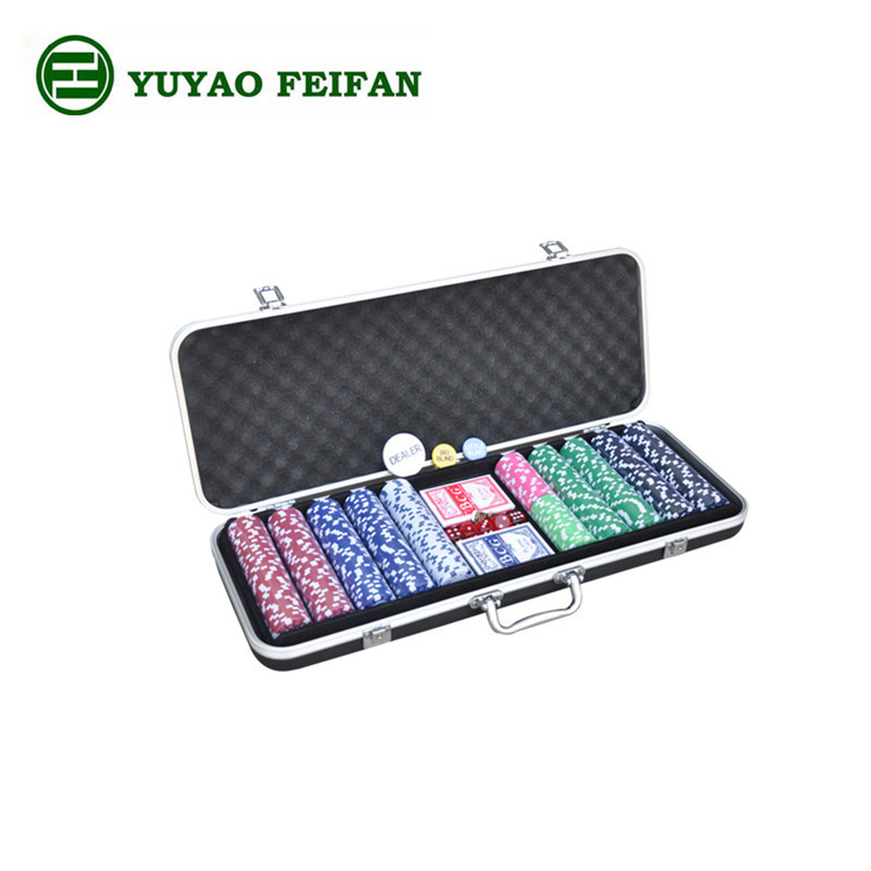 500pcs clay/PS premium poker chip set with aluminum black case