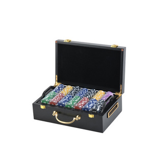 500 pcs custom poker chips set with luxury wooden box gaming poker chip set