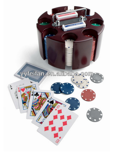 Factory manufacturer casino poker chip with round wooden tray