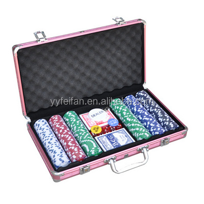 Factory supply 300 pcs gambling poker chip game set,deluxe poker chip set