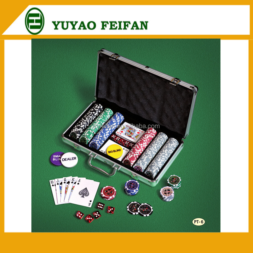 Texas Hold ' em Profi Set In Casino Quality Aluminum Case 300 Poker Chip ser