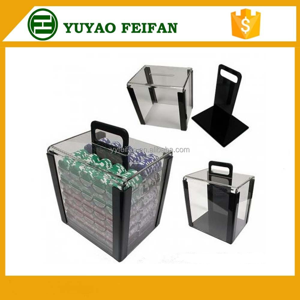 1000pcs square transparent plastic box tray holding ceramic sticker poker chip set