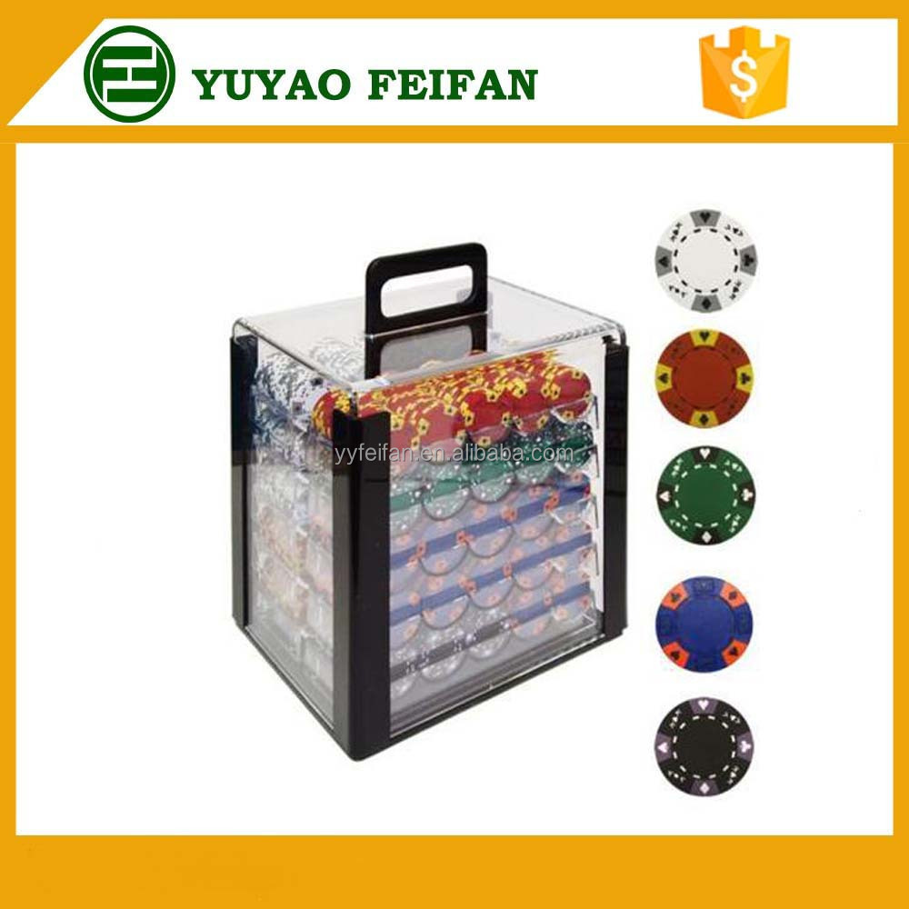 1000pcs square transparent plastic box tray holding ceramic sticker poker chip set