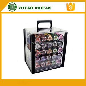 1000pcs square transparent plastic box tray holding ceramic sticker poker chip set