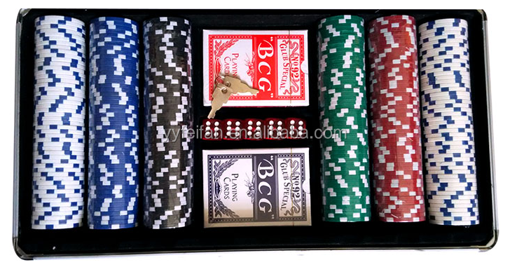 300pcs customized texasholdem poker set and poker chips set