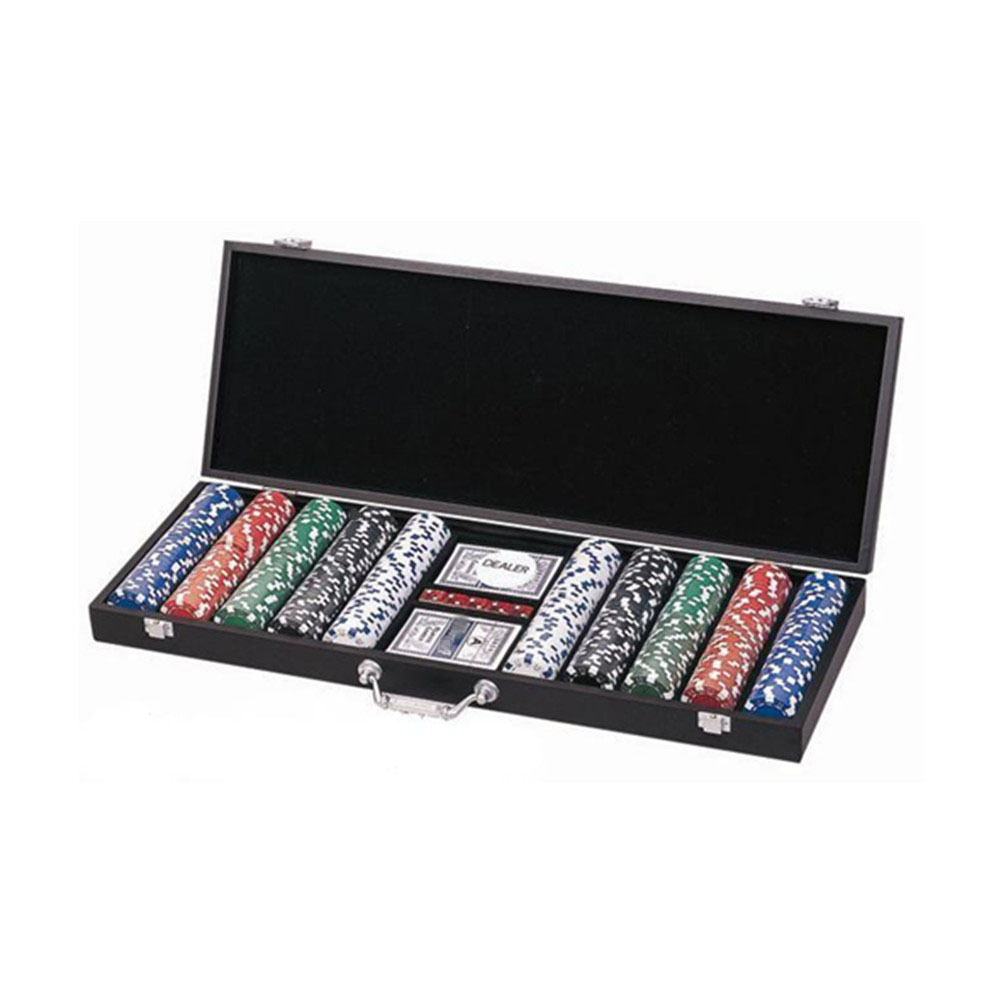 custom professional 500pcs poker chip with wooden case gaming chip set