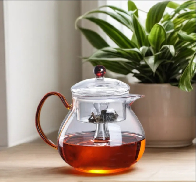 2024 High Borosilicate Glass Teapot with Strainer Clear Multiple Heat Resistant Glass Tea Maker Safe Tea Kettle