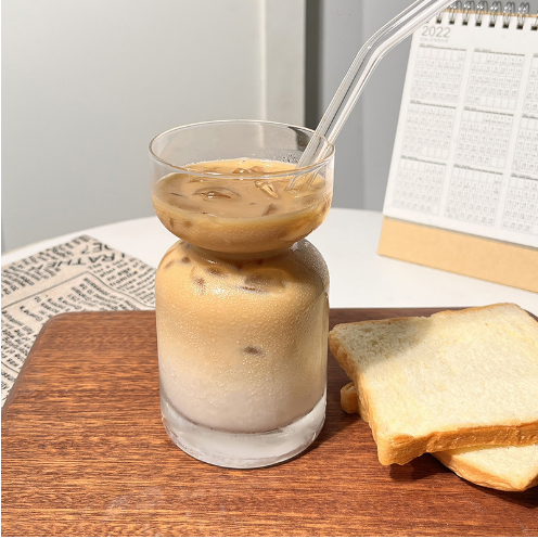 350ml Nordic simple square heat-resistant glass milk juice drink milk tea cup transparent water cup thickened