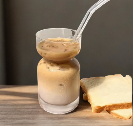 350ml Nordic simple square heat-resistant glass milk juice drink milk tea cup transparent water cup thickened