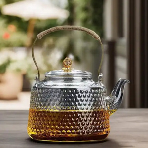 high Borosilicate Glass Teapot With Copper Handle Blooming And Loose Leaf Tea Kettle With Spring Tea Filter