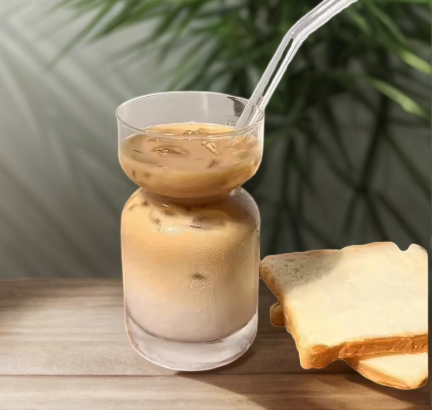 350ml Nordic simple square heat-resistant glass milk juice drink milk tea cup transparent water cup thickened