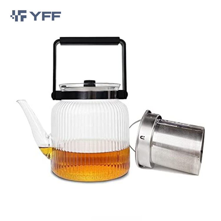 Good Clear Heat Resistant Glass Kettle teapot With Stainless Steel Infuse