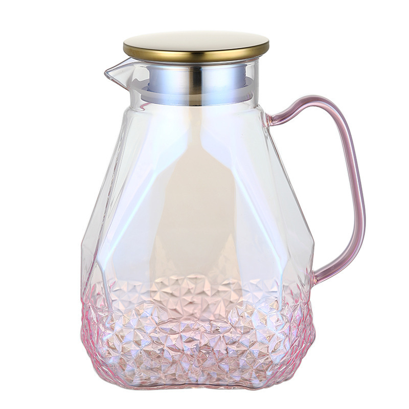 Nordic gradient pink cooling kettle Pyrex glass tea thickened large capacity cold kettle